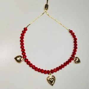Dainty Red Glass Bead adjustable bracelet